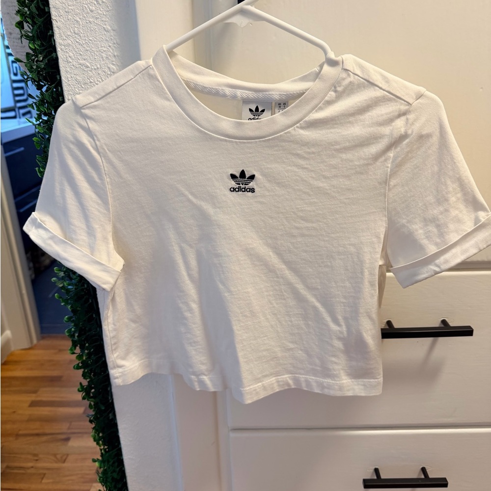 Adidas White Cropped T-Shirt